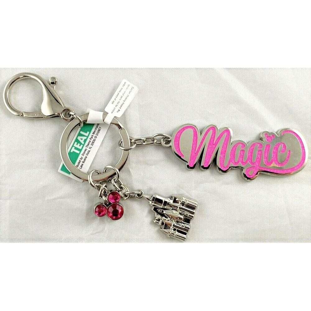 Disney Parks MAGIC Princess Cinderella Castle Mouse Ears Charms Keychain Clip